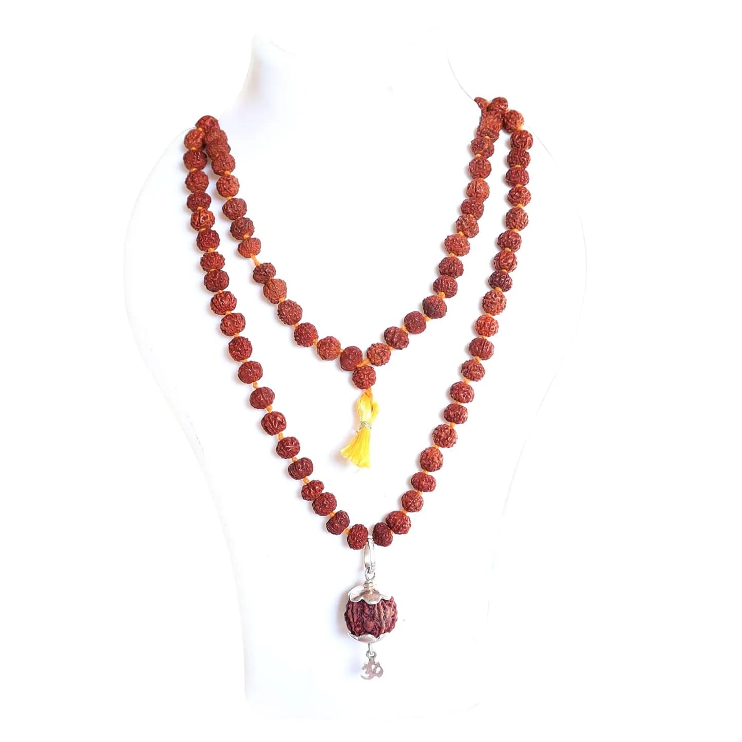 5 Mukhi Silver Rudraksha Mala – with Natural 5 Mukhi Rudraksha Pendant